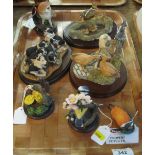 Tray of assorted Border Fine Arts and other animal figurines to include: 'Thirsty Work';