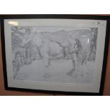 After Gil Gregory, 'Shire Horse and Foal', limited edition monochrome print,