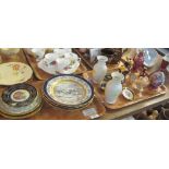 Two trays of predominantly Limoges porcelain items to include: wall plates and other plates; vases;