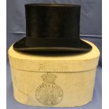 Christy's of London gentleman's silk top hat, marked: Royston Townsend, Llanelly,