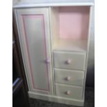 Modern painted child's wardrobe and chest of drawers.