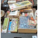 Tray of vintage boxed model Airfix and other model kits to include: Hales Hasegawa aeroplanes,