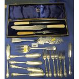 Stainless steel three piece carving set in original box marked: Harrod's, London,