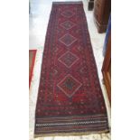 Meshwani geometric red ground runner. 64 x 261cm.