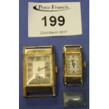 Two 9ct gold wristwatch heads, one marked: Omega.