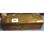 Early 20th Century walnut, brass bound, dome topped, jewellery box.