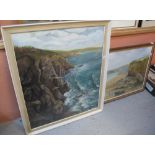 Mansel Adams, (20th Century, Welsh), Pembrokeshire coastline, signed, oils on board,