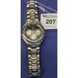 Gentleman's stainless steel Bulova chronograph aeronaut hundred meter wristwatch.