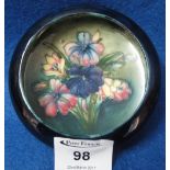 Small Moorcroft Art Pottery pin dish with interior painted with tube lined spray of freesias and
