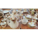 Two trays of Royal Albert 'Old Country Roses' fine bone china teaware items comprising: teacups and