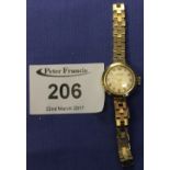 Marvin 9ct gold lady's wristwatch and strap.