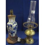 Oil lamp style table lamp with glass chimney,