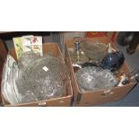 Two boxes of assorted glassware and other items, various,