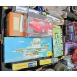 Tray of assorted, boxed model kits of aeroplanes etc., to include: Heller; Testor's Hawk etc.