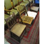 Four various chairs to include 19th Century stick and bar back farmhouse chairs,