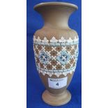 Doulton Lambeth silicon ware baluster shaped vase with flared neck and relief coloured,