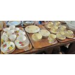 Two trays of Alfred Meakin 'Sunburst' teaware together with a tray of Royal Albert bone china 'June