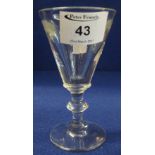 19th Century conical wine glass with blade knop stem and circular foot.