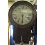 Late Victorian Tunbridge banded two train, drop dial wall clock with painted Roman face.