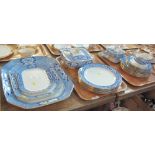 Blue and white Burleigh ware; Paisley dinnerware comprising set of three graduated oval meat dishes;
