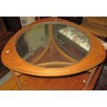 1970s teak coffee table with glass inset top.