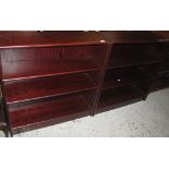 Pair of stained oak finish modern bookcases.