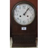Early 20th Century oak cased, two train, mantel clock with German movement.