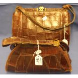 Two vintage crocodile skin handbags.