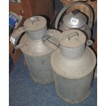 Pair of vintage aluminium single handled, lidded, flagons or cans,