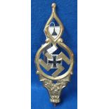 German Second World War period Nazi Veterans Association brass flag pole top,