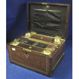 19th Century rosewood writing box with mother-of-pearl decorative inlays and fitted lift out tray