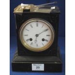 19th Century black slate two train mantel clock,