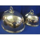 Two 19th Century silver plated, beaded edged, domed meat covers. (B.P. 24% incl.