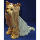 Beswick, England fireside study of a seated Yorkshire Terrier with bow. (B.P. 24% incl.