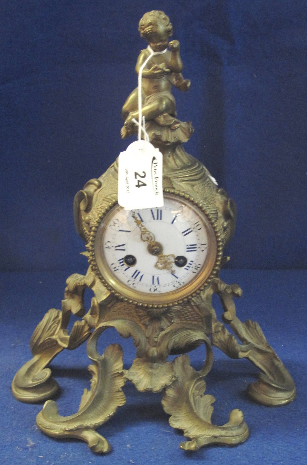 19th Century French Ormolu Cartel clock with putti mount,