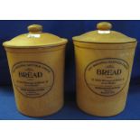 Two terracotta lidded bread crocks. (2) (B.P. 24% incl.