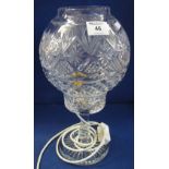 Cut lead crystal glass pedestal table lamp with separate shade. (B.P. 24% incl.