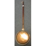 19th Century copper warming pan with turned wooden handle. (B.P. 24% incl.