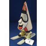 Lorna Bailey Pottery hand painted conical sifter in the form of a skier. (B.P. 24% incl.