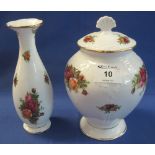 Royal Albert bone china 'Old Country Roses' design baluster shaped jar and cover,