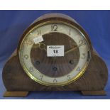 Mid 20th Century Juba three train mahogany arched mantel clock. (B.P. 24% incl.