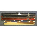 A Riley two piece snooker cue in Q Master hard, hinged case,