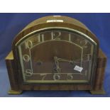 Art Deco design walnut three train arched mantel clock. (B.P. 24% incl.