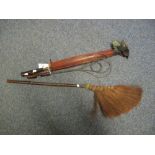 Bamboo handled brush, vintage wire carpet beater and a paper and bamboo parasol. (3) (B.P. 24% incl.