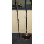 19th Century copper warming pan with turned wooden handle,