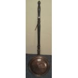 19th Century copper warming pan with turned wooden handle. (B.P. 24% incl.