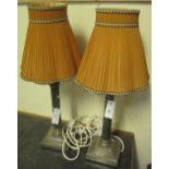 Pair of silver plated, Corinthian column lamp bases,