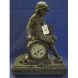 19th Century French spelter and marble two train,