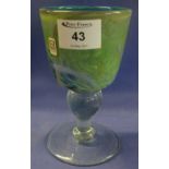 Medina glass goblet with abstract coloured decoration and bold baluster stem,