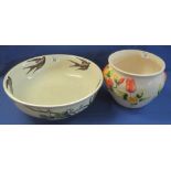 Staffordshire Pottery transfer printed, foliate decorated bowl with birds to the interior,